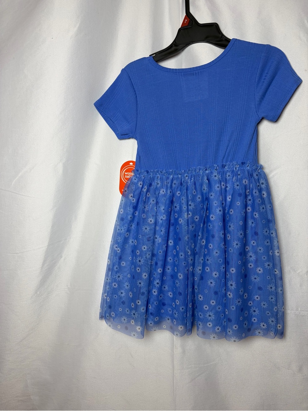 Girls' Blue Floral Tulle Skirt Dress - Picture 4 of 5